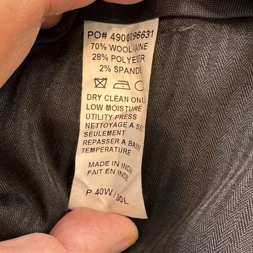 Polo Ralph Lauren Mens Flat front Wool Blend dark Gray 40 x 30